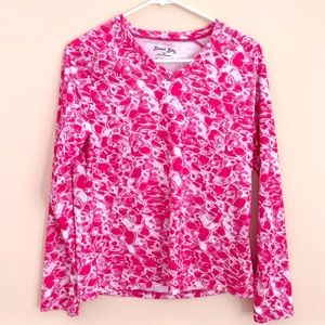 BIMINI BAY Pink V-Neck Long Sleeve Printed Sun Protection Top M NWOT